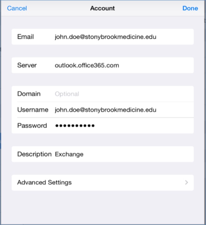 office 365 email settings iphone