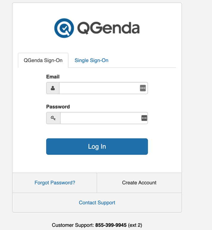 QGenda Login screen